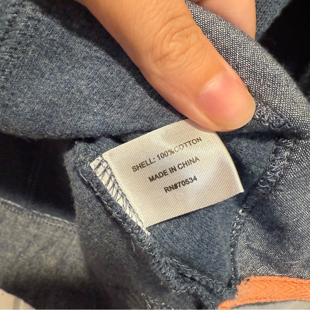 Orvis Blue Pullover With Patterned Collar 100% Co… - image 3